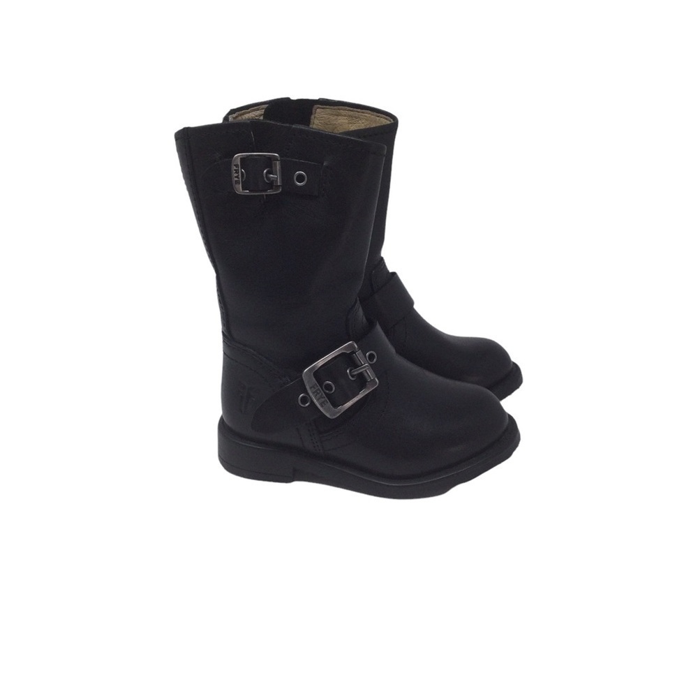 Frye Unisex Moto Black Leather‎ Toddler Boots